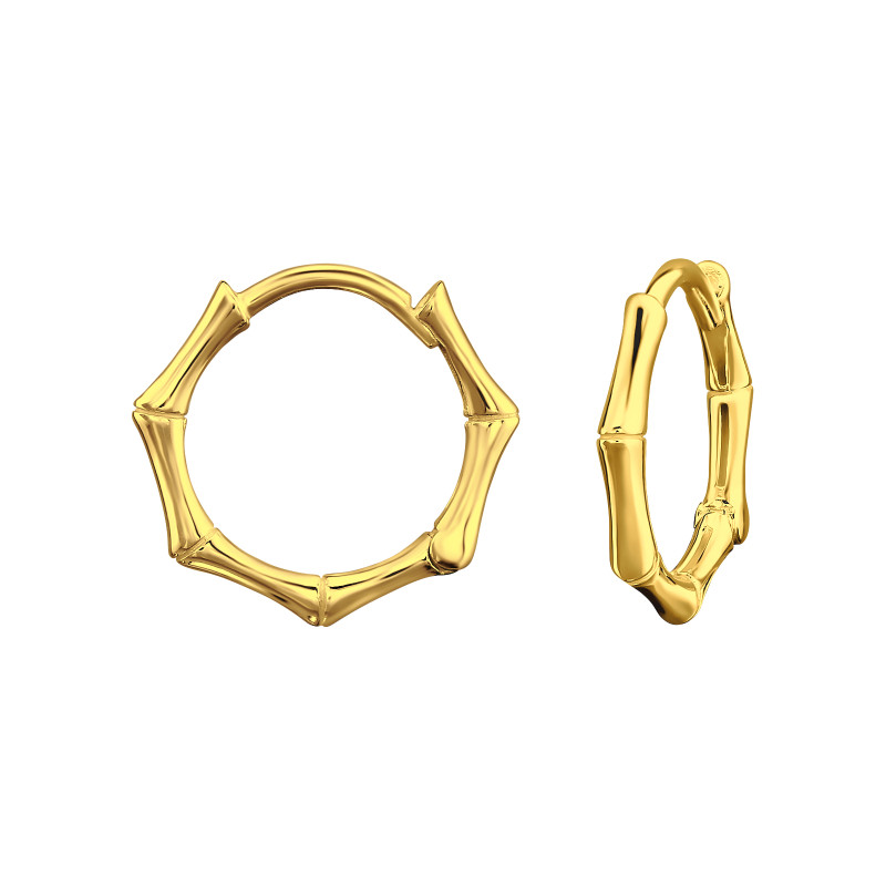 Huggies 925 ezüst karikafülbevaló, 24k aranyozott, 1.8 mm x 14 mm – hétszög
