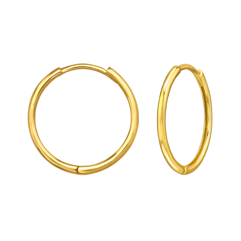 Huggies 925 ezüst karika fülbevaló, 24k aranyozott, 1.8 mm x 18 mm – sima