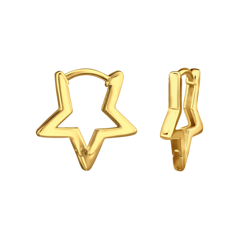 Csillag Huggies 925 ezüst karikafülbevaló, 24k aranyozott, 1.6 mm x 14 mm