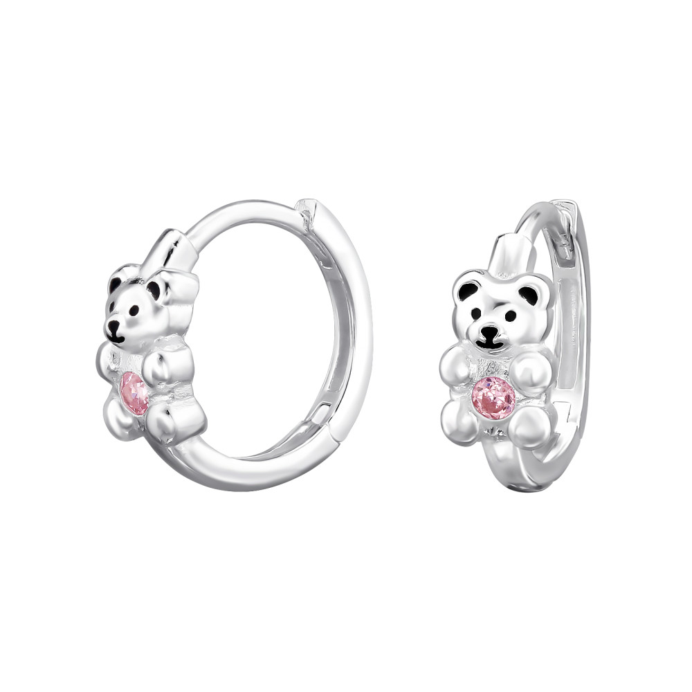 Macis Huggies 925 ezüst karikafülbevaló, cirkónia köves, 5 mm x 12 mm
