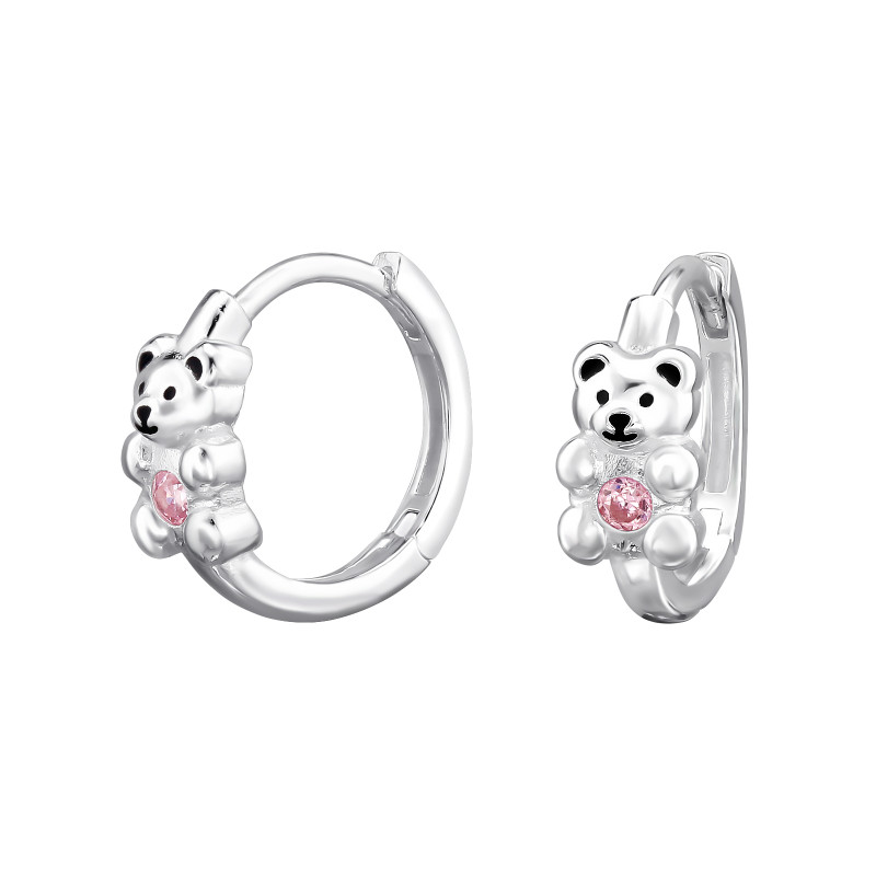 Macis Huggies 925 ezüst karikafülbevaló, cirkónia köves, 5 mm x 12 mm