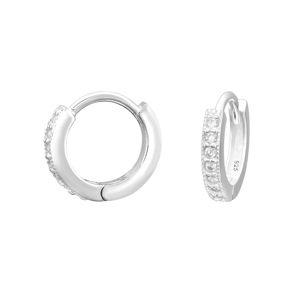 Huggies 925 ezüst karikafülbevaló, cirkónia köves, 2.5 mm x 12 mm – modern Huggies 925 ezüst karikafülbevaló, cirkónia köves, 2.5 mm x 12 mm – modern