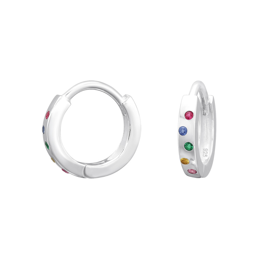 Huggies 925 ezüst karika fülbevaló, cirkónia köves, 2.5 mm x 12 mm – modern