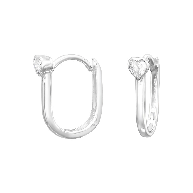 Huggies 925 ezüst karika fülbevaló, cirkónia köves, 3.5 mm x 14 mm – egyszerű