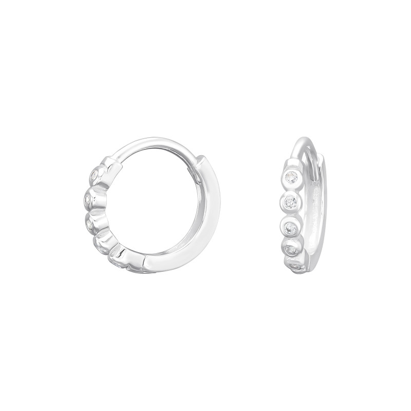 Huggies 925 ezüst karika fülbevaló, cirkónia köves, 2 mm x 12 mm – modern Huggies 925 ezüst karika fülbevaló, cirkónia köves, 2 mm x 12 mm – modern