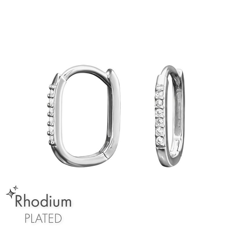 Huggies 925 ezüst karikafülbevaló, cirkónia köves, 1.5 mm x 13 mm – modern