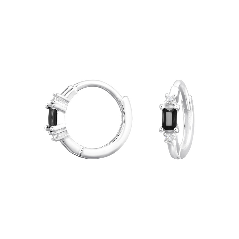 Huggies 925 ezüst karika fülbevaló, cirkónia köves, 3 mm x 11 mm – modern