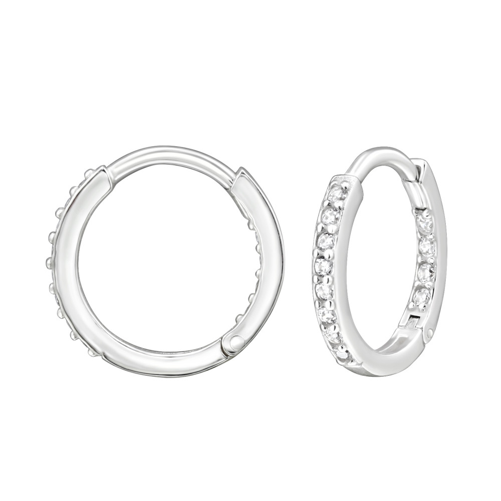 Huggies 925 ezüst karikafülbevaló, cirkónia köves, 1.5 mm x 12 mm – szimpla Huggies 925 ezüst karikafülbevaló, cirkónia köves, 1.5 mm x 12 mm – szimpla