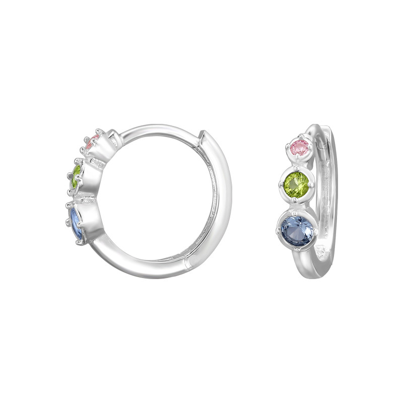 Huggies 925 ezüst karika fülbevaló, cirkónia köves, 3.5 mm x 12 mm – letisztult