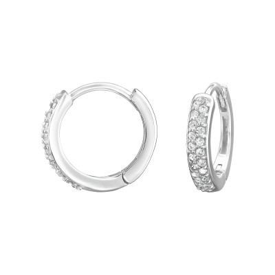 Huggies 925 ezüst karika fülbevaló, cirkónia köves, 3 mm x 12 mm – minimal