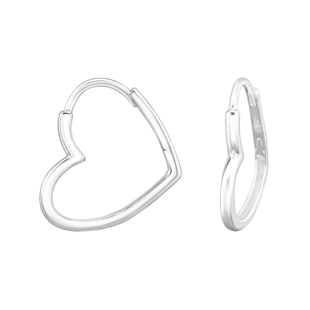 Szív Huggies 925 ezüst karika fülbevaló, 1.6 mm x 15.5 mm