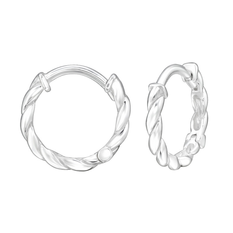 Huggies 925 ezüst karikafülbevaló, 2 mm x 11 mm – csavart