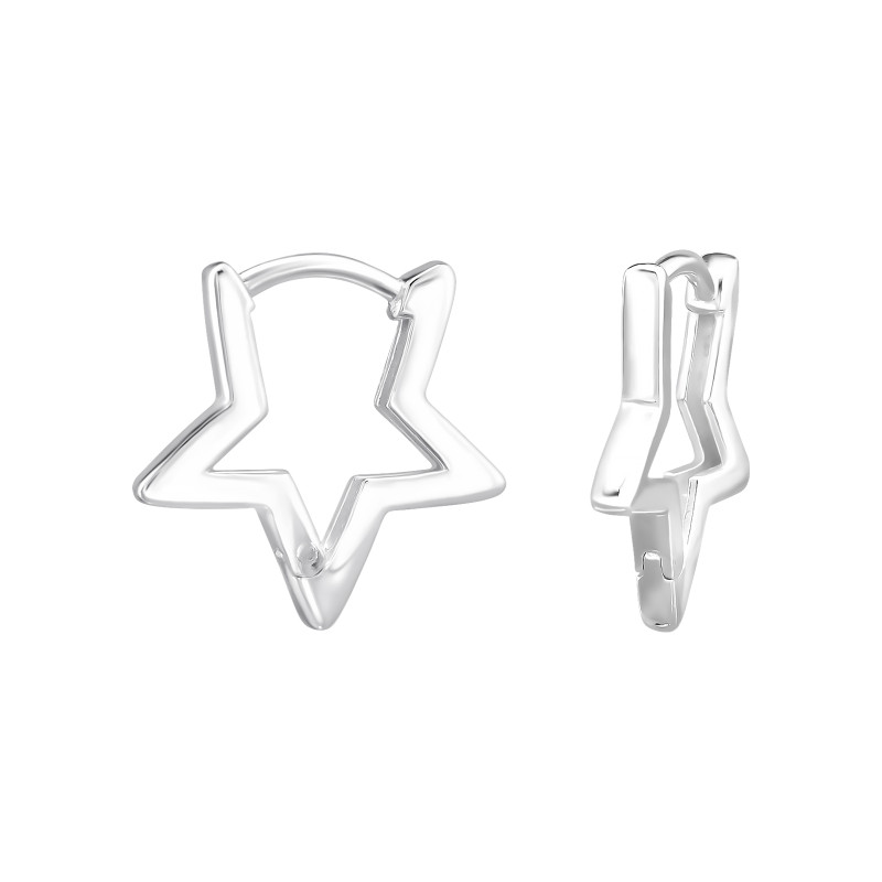 Csillag Huggies 925 ezüst karikafülbevaló, 1.6 mm x 14 mm