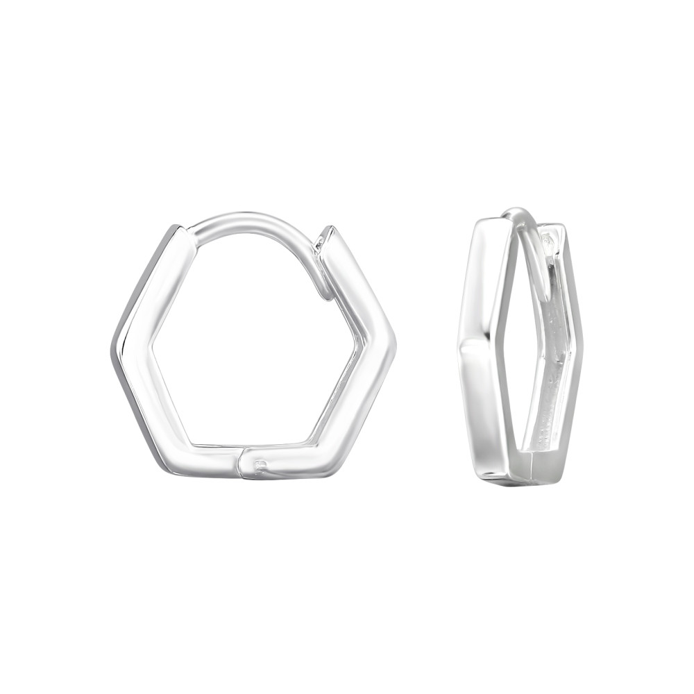Hatszög Huggies 925 ezüst karikafülbevaló, 1.6 mm x 11 mm Hatszög Huggies 925 ezüst karikafülbevaló, 1.6 mm x 11 mm