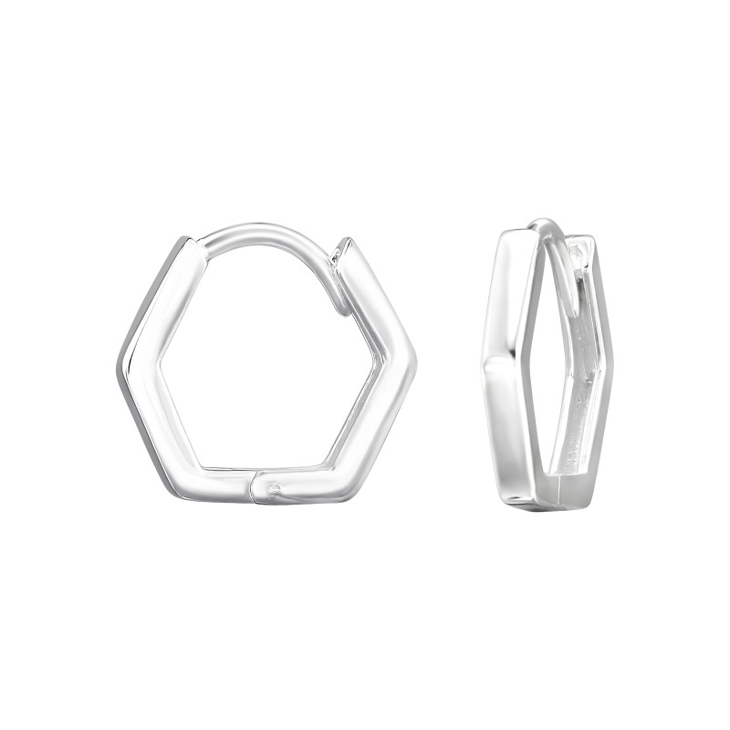 Hatszög Huggies 925 ezüst karikafülbevaló, 1.6 mm x 11 mm