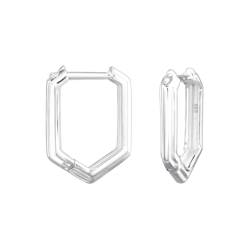 Huggies 925 ezüst karikafülbevaló, 2.5 mm x 14 mm – ötszög