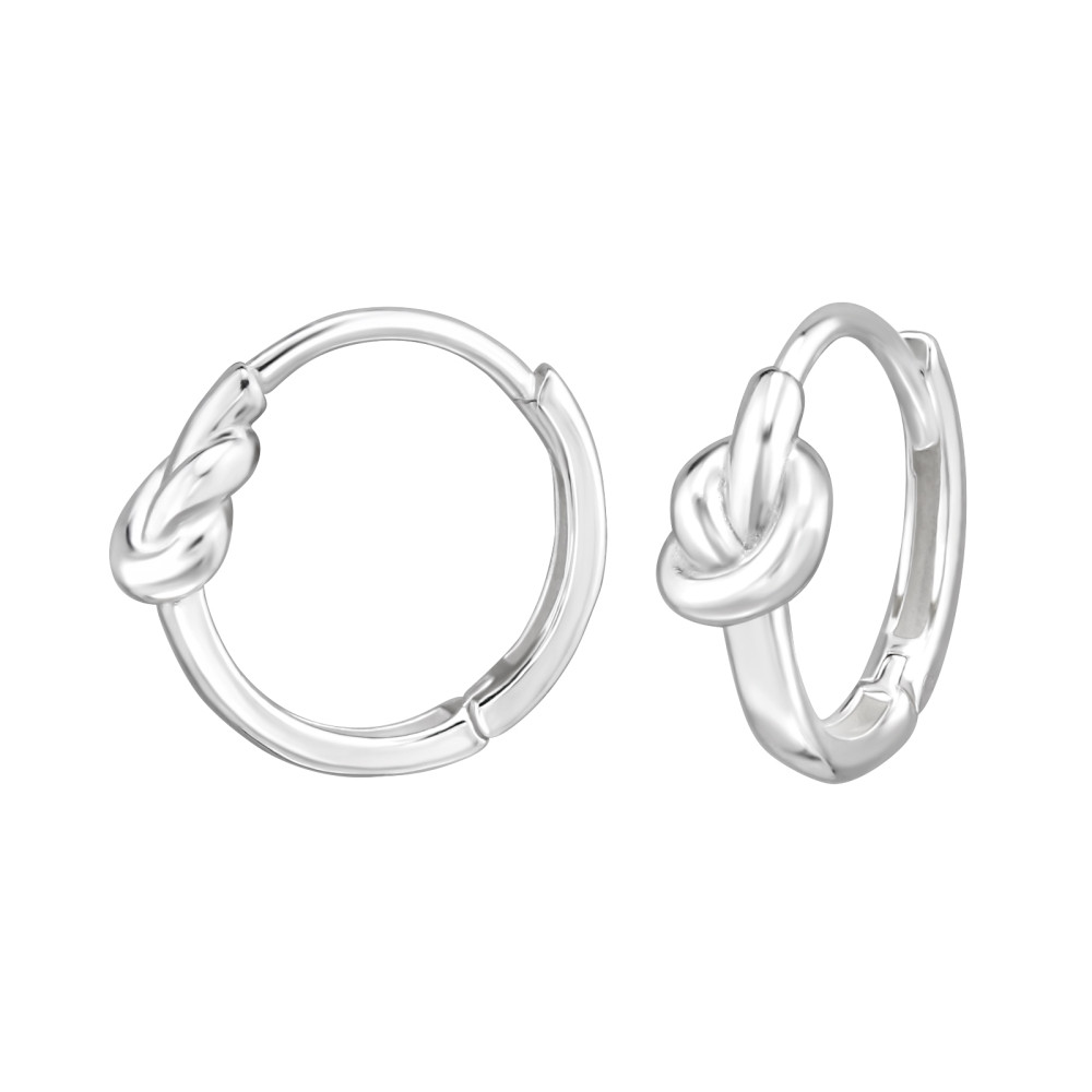 Csomó Huggies 925 ezüst karika fülbevaló, 1.8 mm x 10 mm