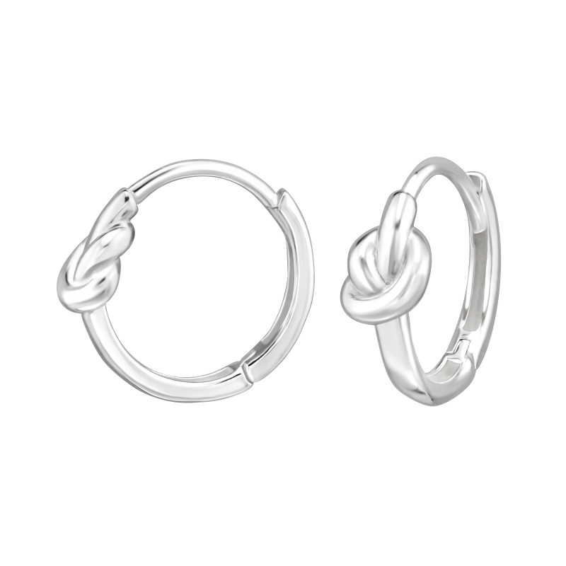 Csomó Huggies 925 ezüst karika fülbevaló, 1.8 mm x 10 mm