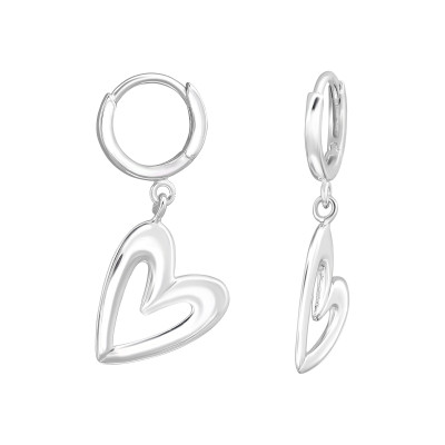Szíves Huggies 925 ezüst karikafülbevaló, 1.3 mm x 10 mm Szíves Huggies 925 ezüst karikafülbevaló, 1.3 mm x 10 mm