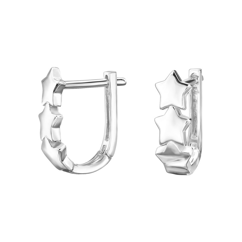 Csillag Huggies 925 ezüst karika fülbevaló, 4 mm x 12 mm Csillag Huggies 925 ezüst karika fülbevaló, 4 mm x 12 mm