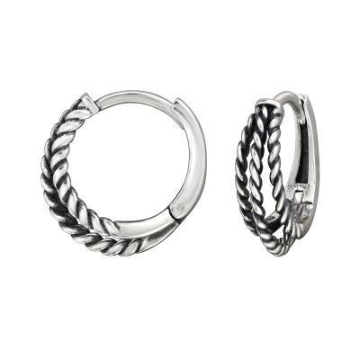 Csavart tripla ezüst huggies karika fülbevaló Csavart tripla ezüst huggies karika fülbevaló