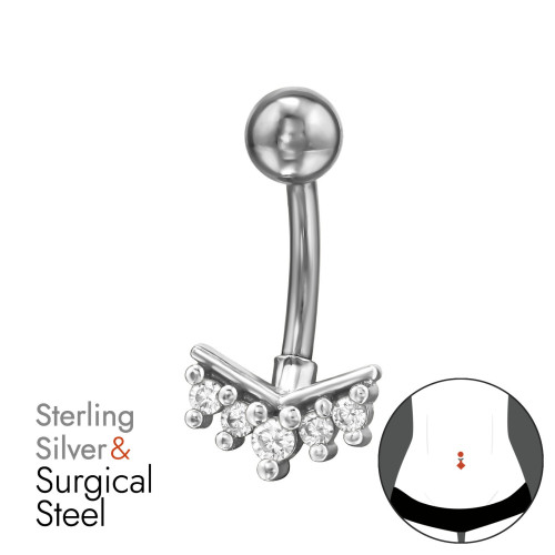 Sok Köves Köldök piercing - ezüst + orvosi fém Sok Köves Köldök piercing - ezüst + orvosi fém