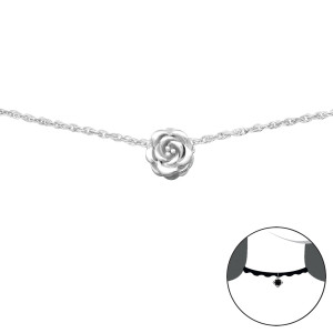 Rózsa ezüst chocker nyaklánc