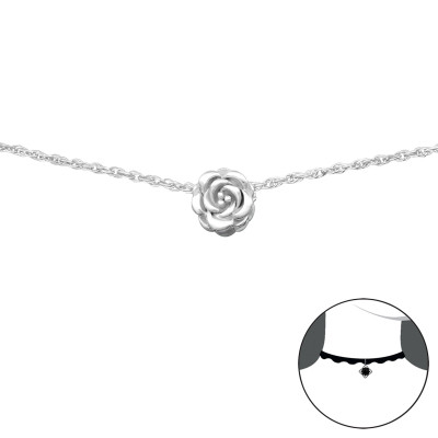 Rózsa ezüst chocker nyaklánc