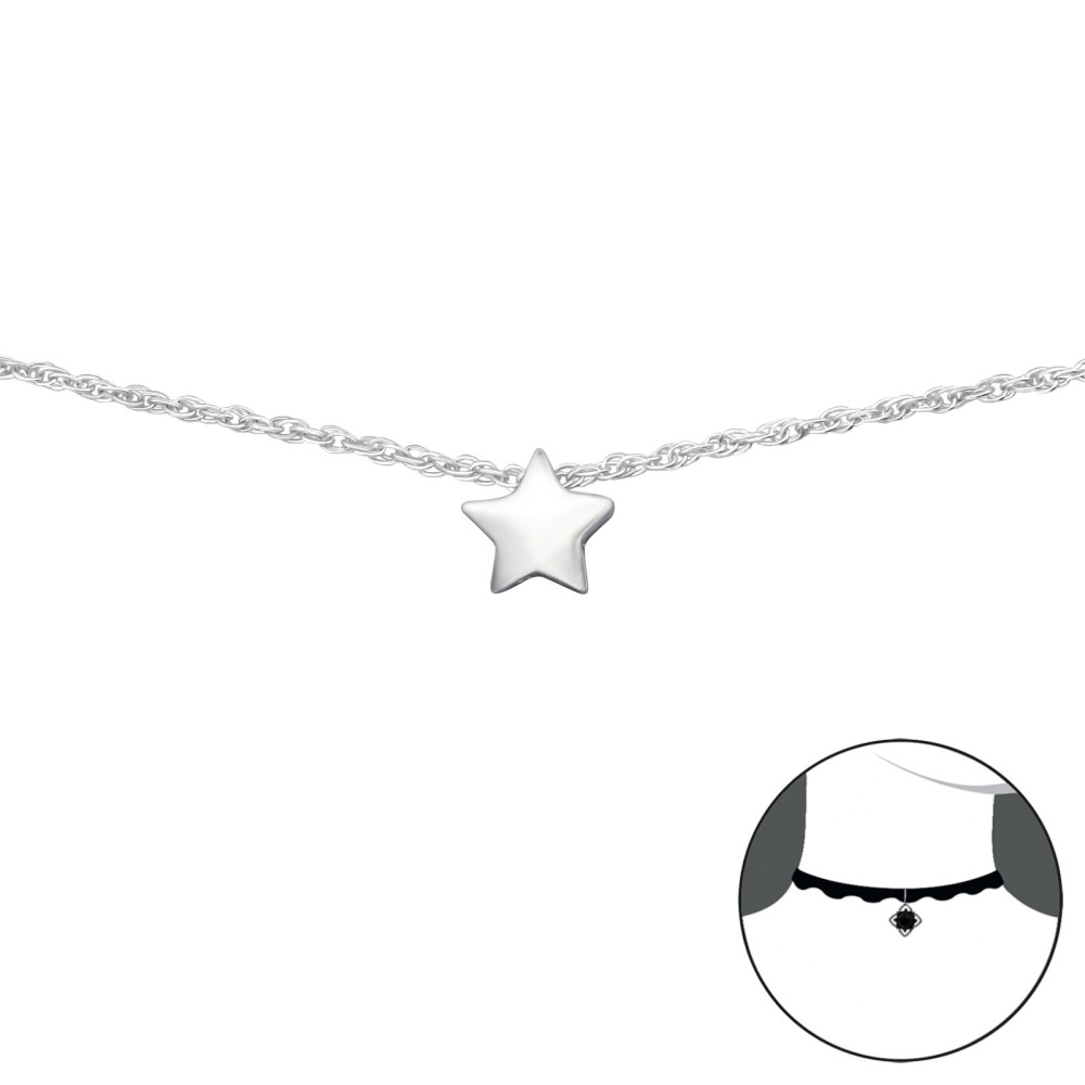 Csillag ezüst chocker nyaklánc Csillag ezüst chocker nyaklánc