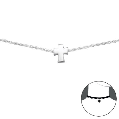 Kereszt ezüst chocker nyaklánc