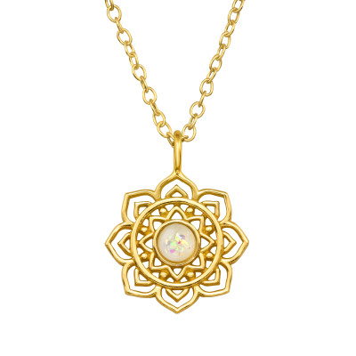 Aranyozott Virág Mandala ezüst nyaklánc - 45 cm Aranyozott Virág Mandala ezüst nyaklánc - 45 cm