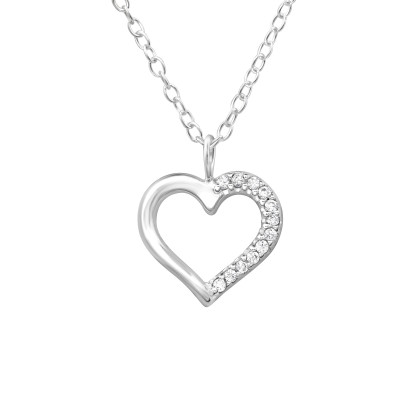 Elegáns Szív ezüst nyaklánc - 45 cm