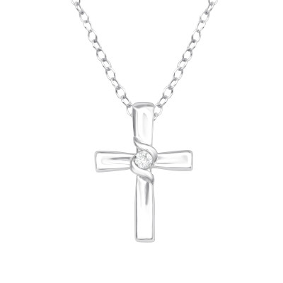 Kereszt cirkónia köves ezüst nyaklánc