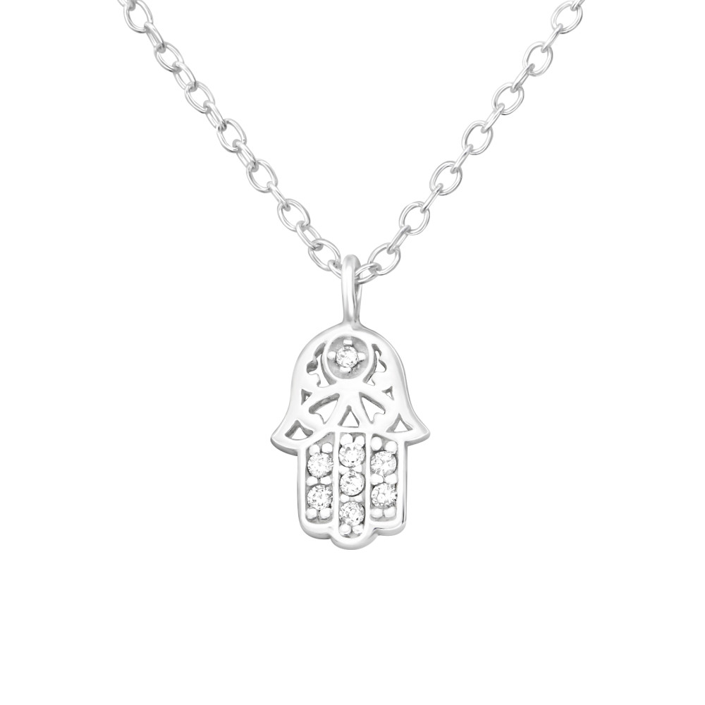 Hamsa cirkónia köves ezüst nyaklánc Hamsa cirkónia köves ezüst nyaklánc