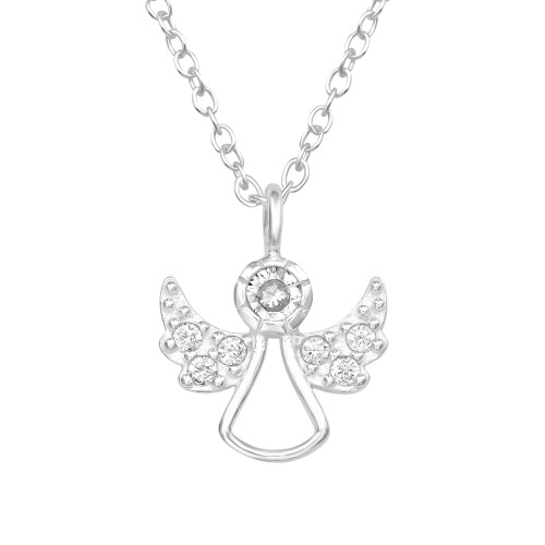 Angyal cirkónia köves ezüst nyaklánc