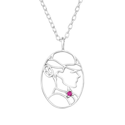 Női fej ovális medál cirkónia köves ezüst nyaklánc Női fej ovális medál cirkónia köves ezüst nyaklánc