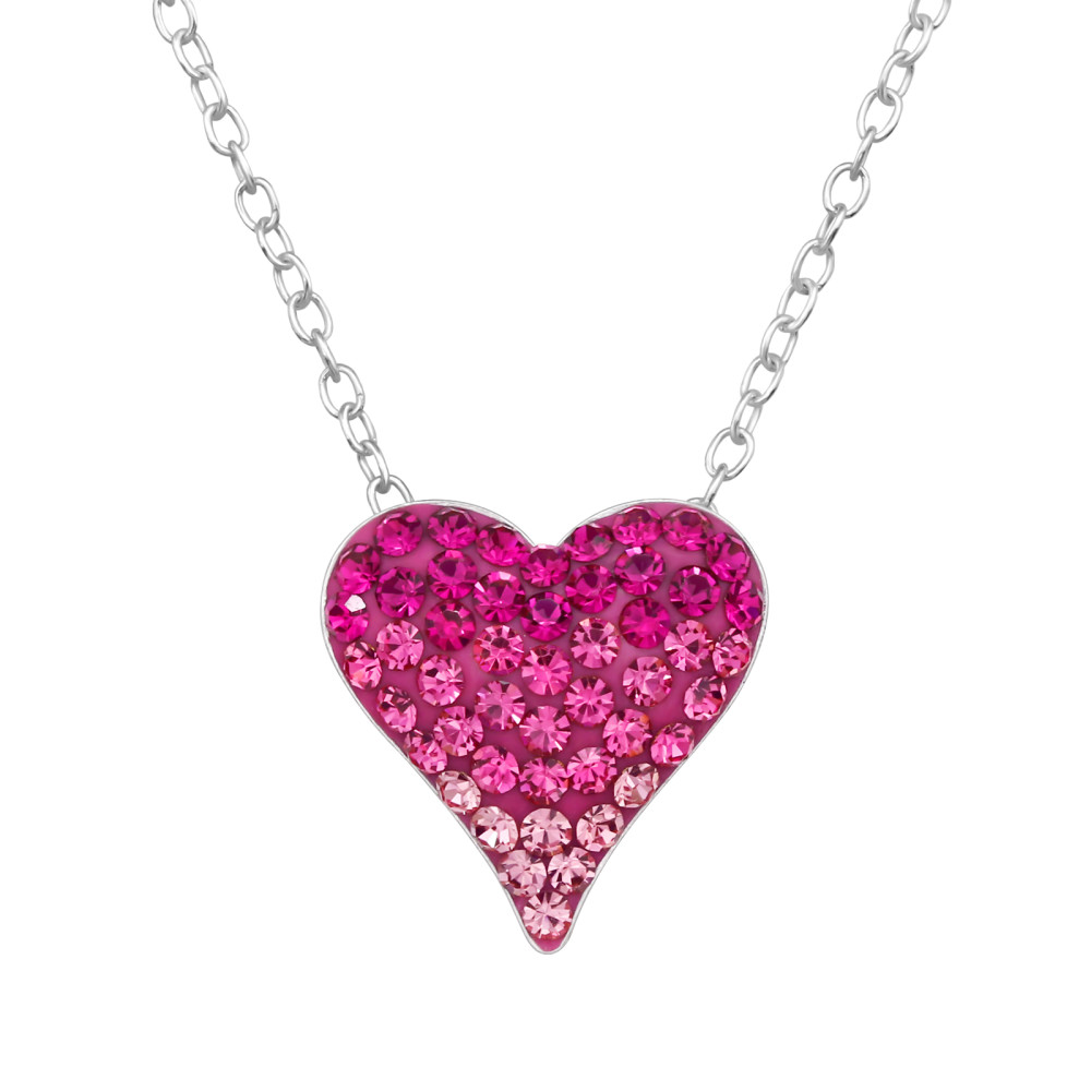 Nagy Pink szív női köves nyaklánc 925 ezüst Nagy Pink szív női köves nyaklánc 925 ezüst