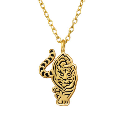 Tigris aranyozott 925 ezüst női nyaklánc