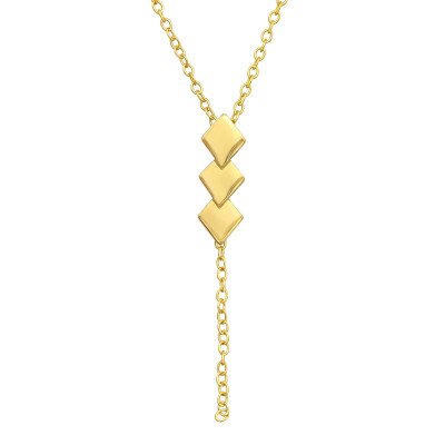 Lógó rombusz mintás 24k aranyozott ezüst nyaklánc