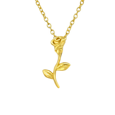Rózsa 24k aranyozott ezüst nyaklánc