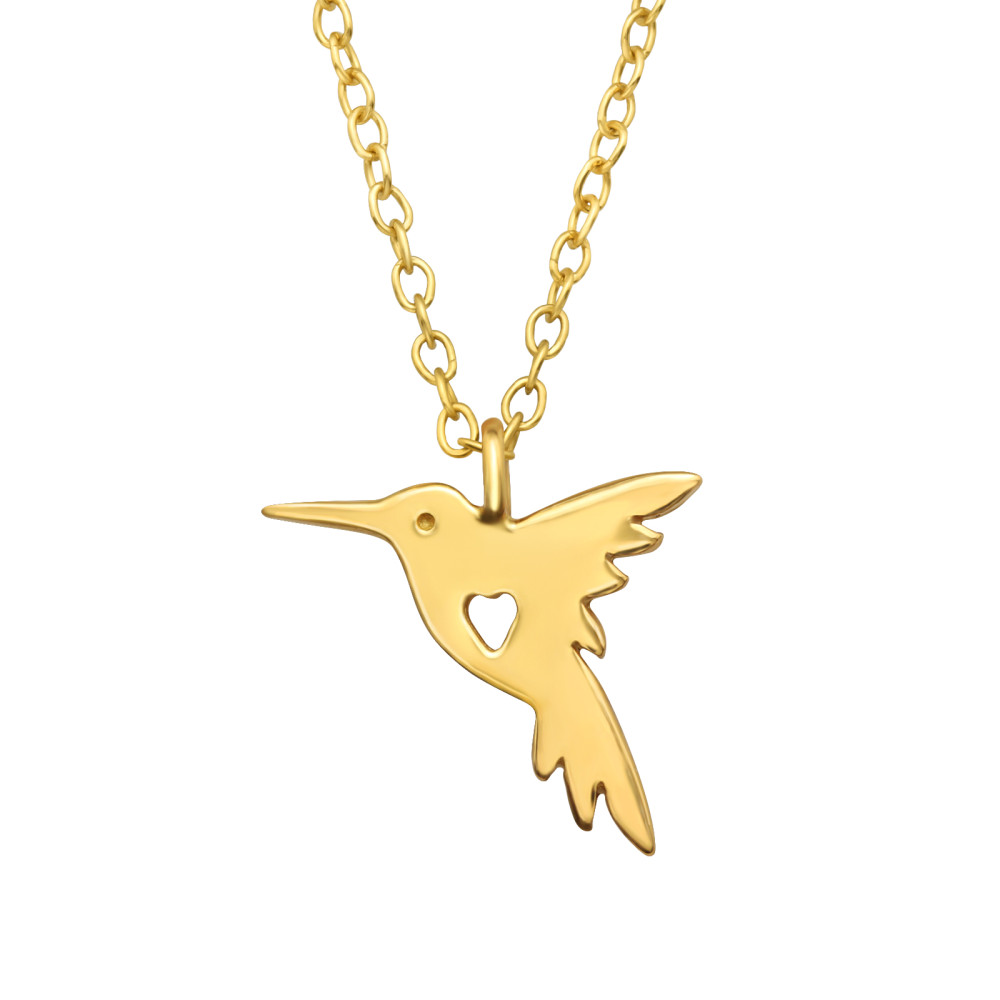 Kolibri madár 24k aranyozott ezüst nyaklánc