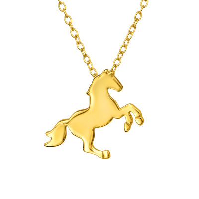 Ló 24k aranyozott ezüst nyaklánc