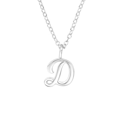 Írott d betű monogram ezüst nyaklánc