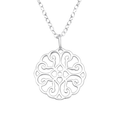 Kerek motivumos ezüst nyaklánc