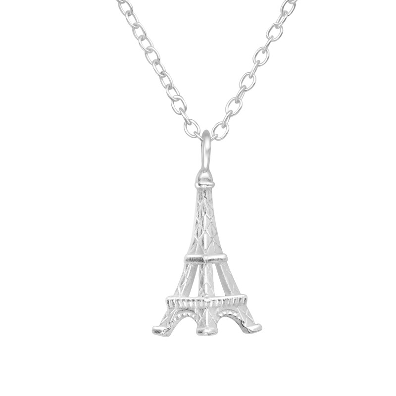 Párizsi eiffel torony ezüst nyaklánc, 3D Párizsi eiffel torony ezüst nyaklánc, 3D