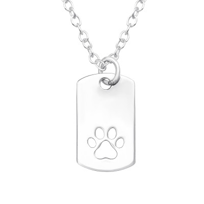 Dögcédula és kutya mancs ezüst nyaklánc