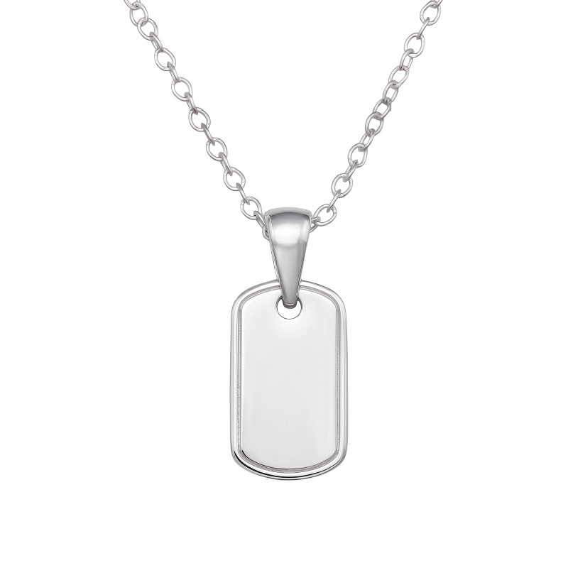 Dögcédula ezüst nyaklánc, unisex 7x12 mm medál, 45 cm lánc