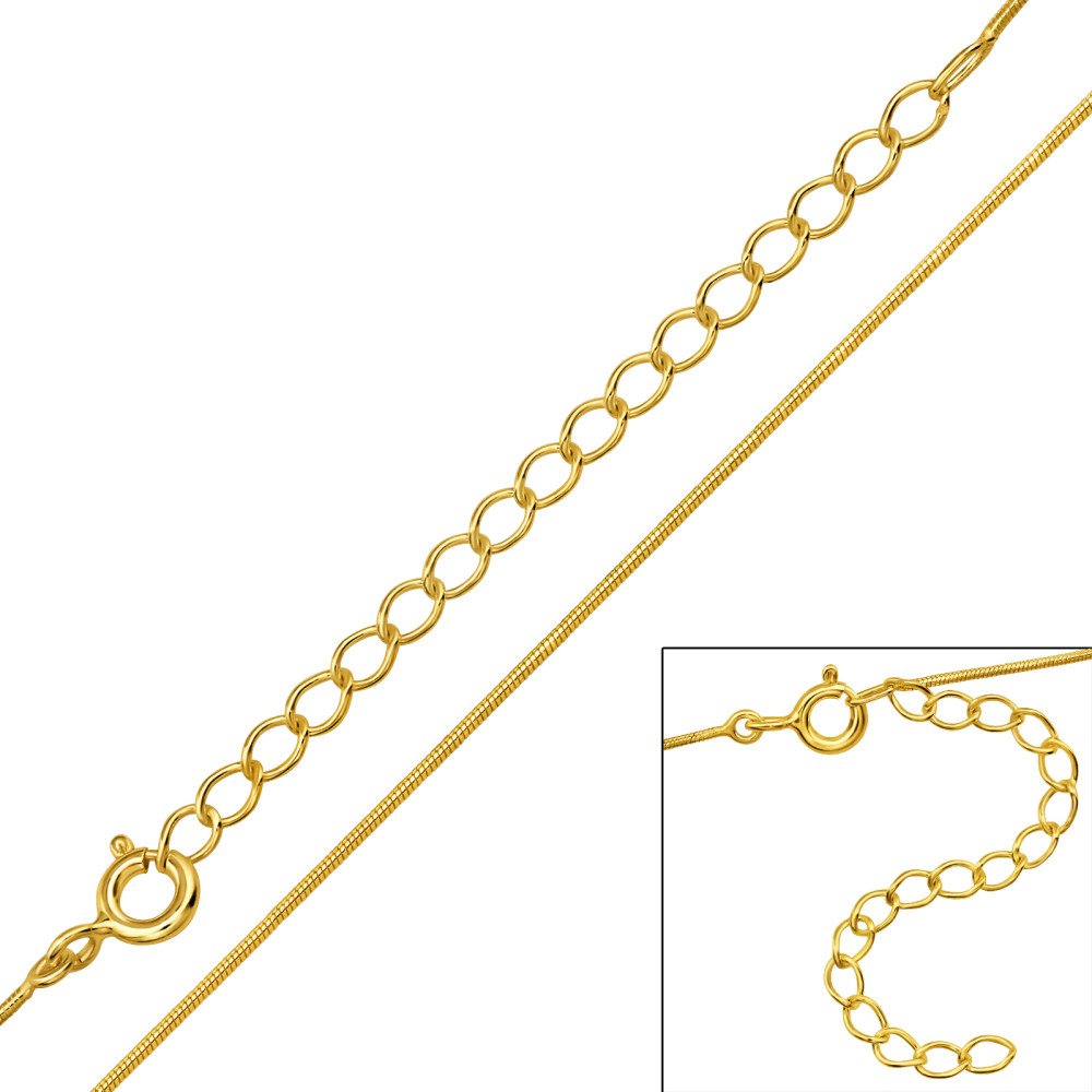 45+5 cm-es 24 karátos aranyozott alap 925 ezüstnyaklánc 45+5 cm-es 24 karátos aranyozott alap 925 ezüstnyaklánc