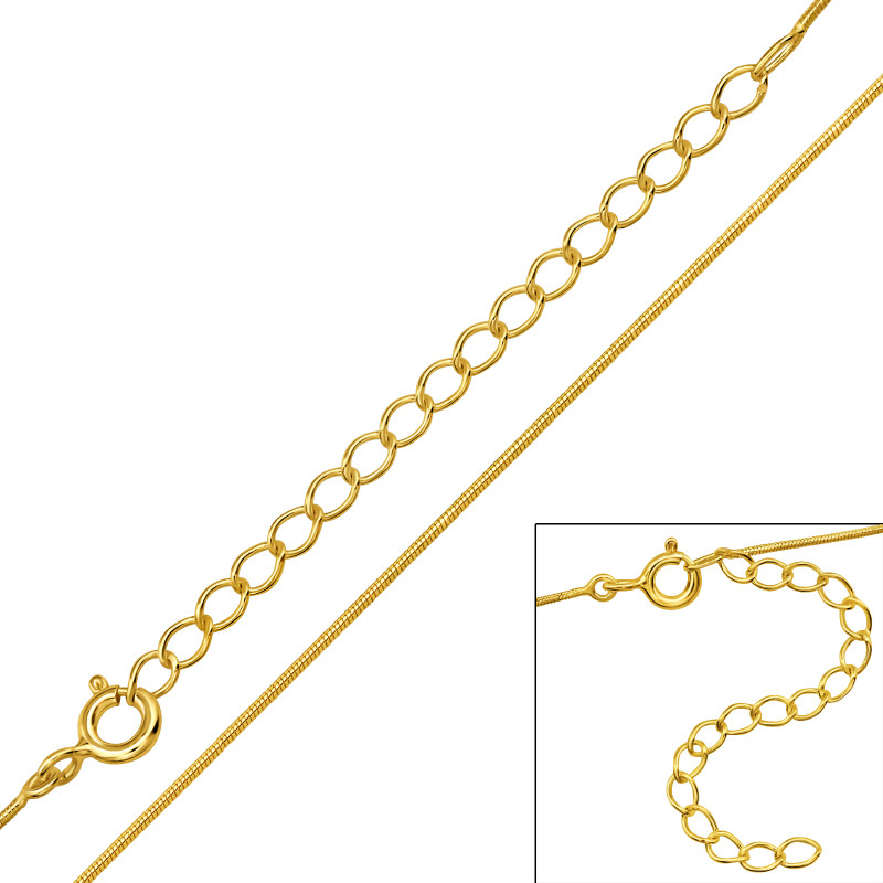45+5 cm-es 24 karátos aranyozott alap 925 ezüstnyaklánc