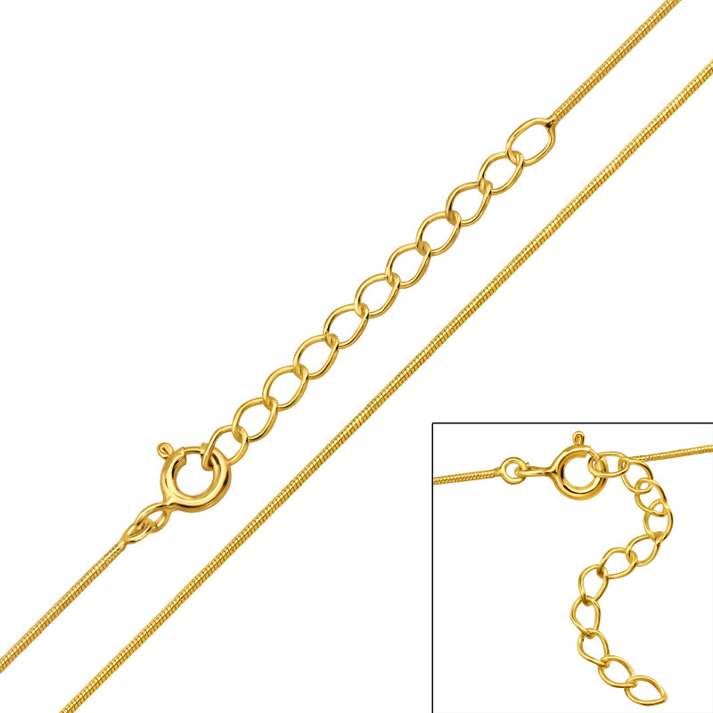 39+3 cm-es 24 karátos aranyozott alap 925 ezüstnyaklánc